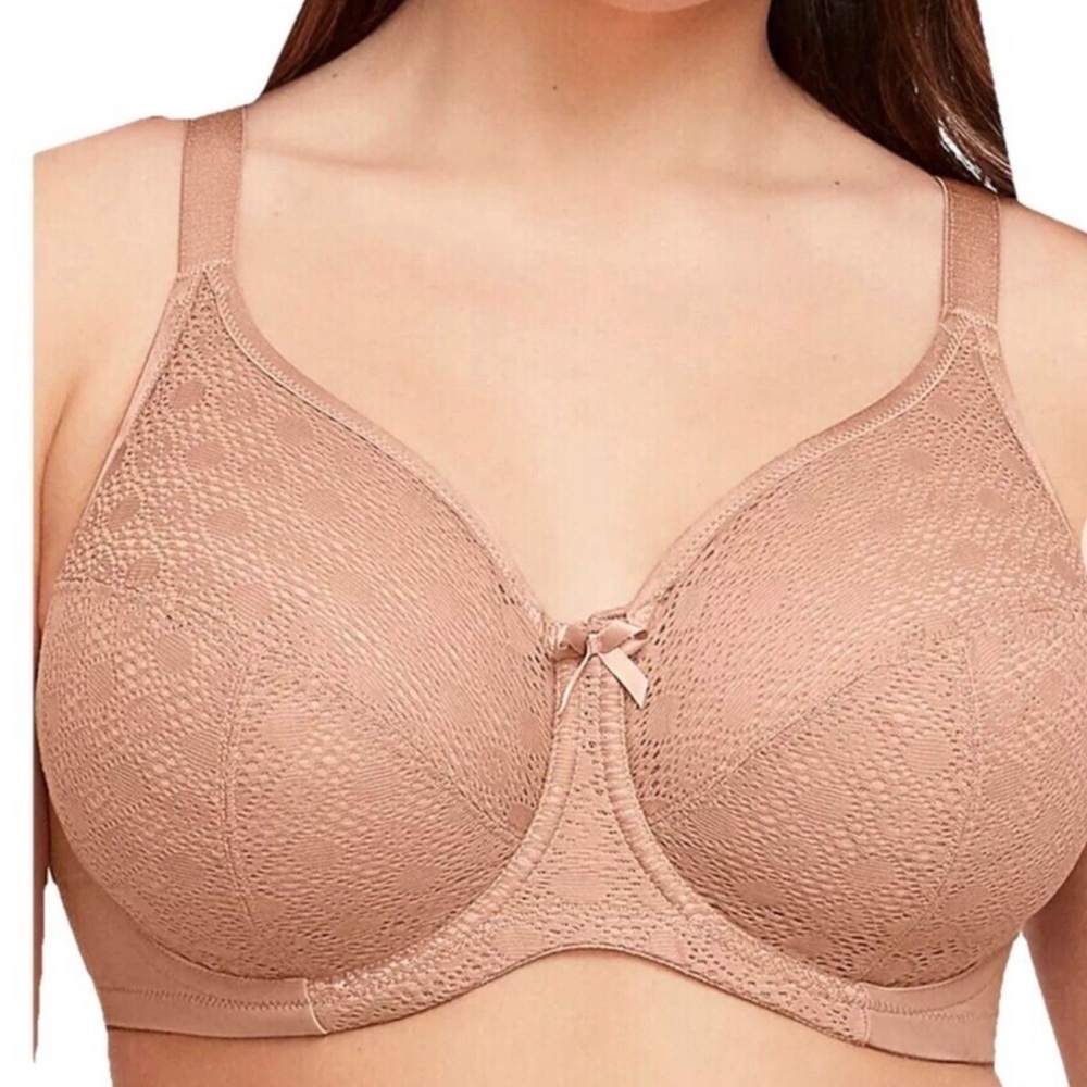 Glamorise Women's Cappuccino Lace Confort Wonder Wire Bra Size 44 G